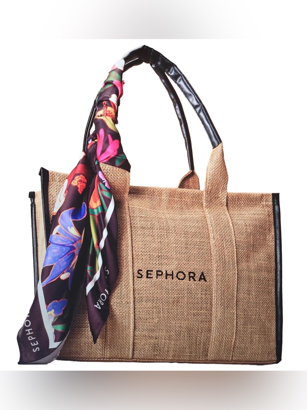 Sephora Limited Edition Jute Tote Bag w/ Scarf NIB